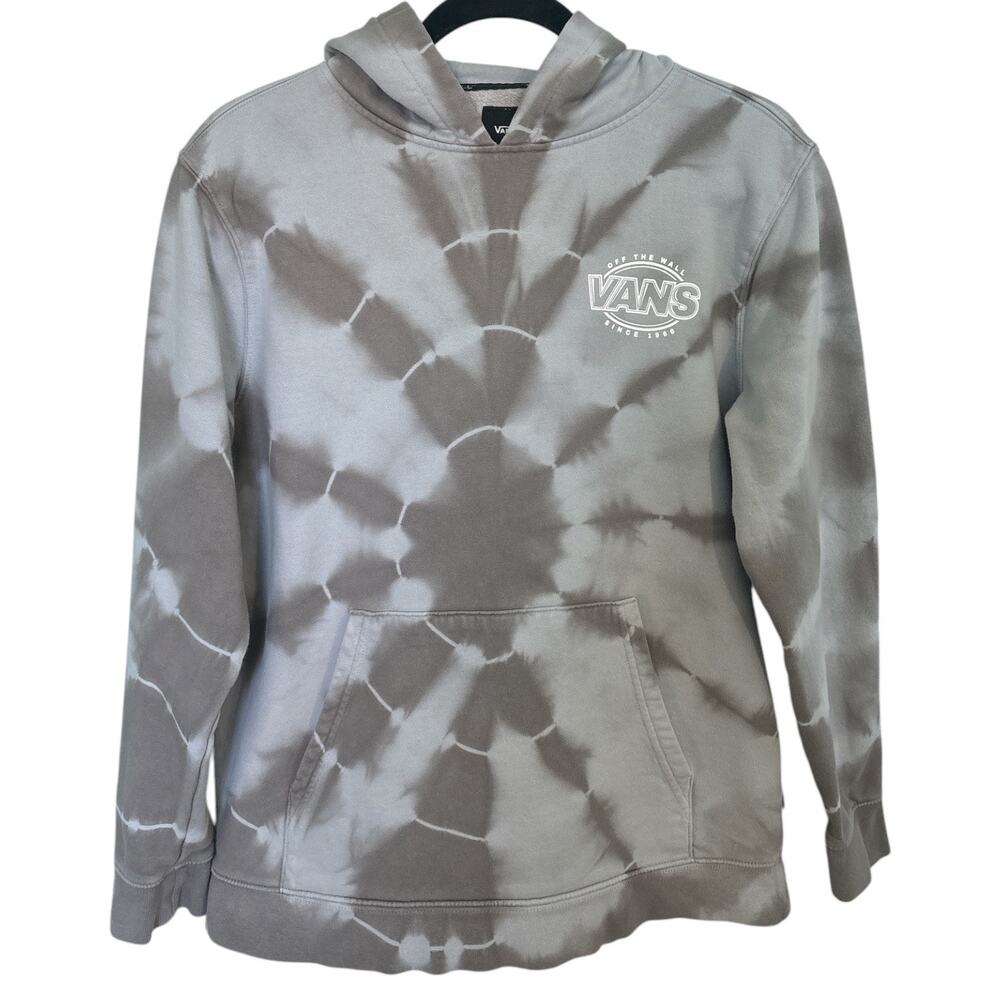 Vans Kids Logo Tie Dye Pullover Hoodie Blue Gray Size XL Youth Hooded Sweatshirt